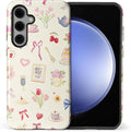 for Samsung Galaxy S25 Plus Case,HL2 Aesthetic Bow Preppy Collage Hybrid 2 Layer Hard Shell Silicone Protective Pattern Design Case
