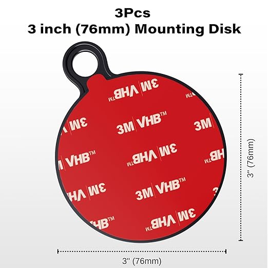 APPS2Car Dashboard Pad Mounting Disk for Suction Cup Phone Mount, 3Pcs 3" (76mm) Ultra Sticky Heat-Resistant Replacement Disc for Vacuum Suction Phone Holder, Dash Mount, GPS Holder Suction Mount