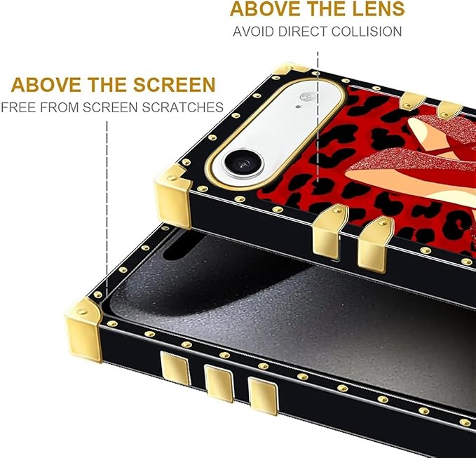 for iPhone 17 Air Case Luxury Golden Decoration for Girl Women Soft TPU Shockproof Protective Hard PC Back for iPhone 17 Air Crazy Pattern Elegant High Heels