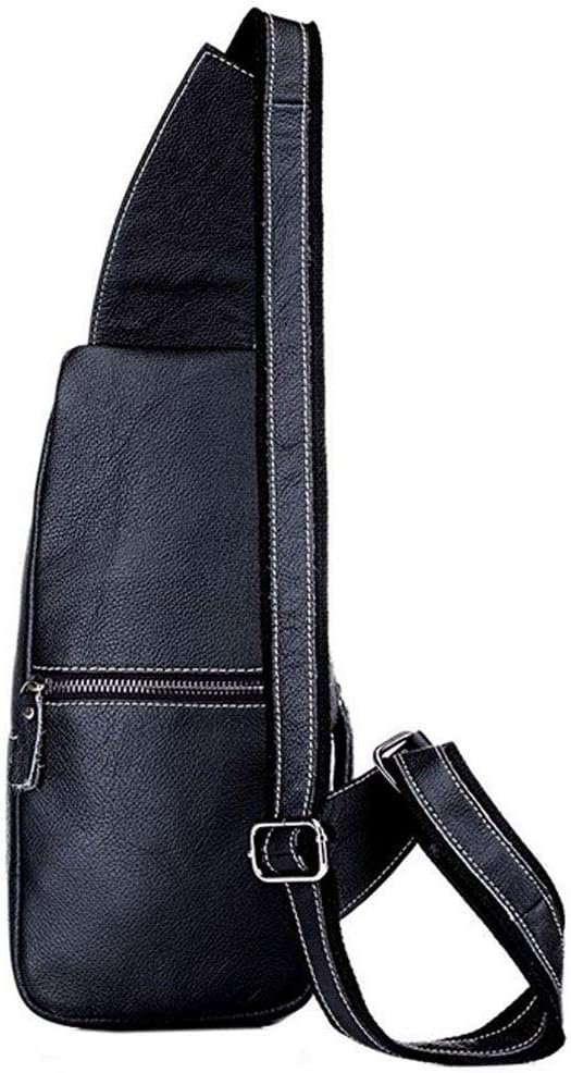 Hebetag Leather Sling Bag Backpack for Men Women Travel Outdoor Camping Crossbody Shoulder Chest Day Pack Hiking Walking Backpacks Black