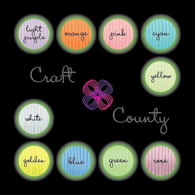 Craft County Glow in The Dark Zesty 21 Strand Luminous 550 Paracord – for DIY Bracelets, Lanyards, and Jewelry (Pink, 50 Feet)