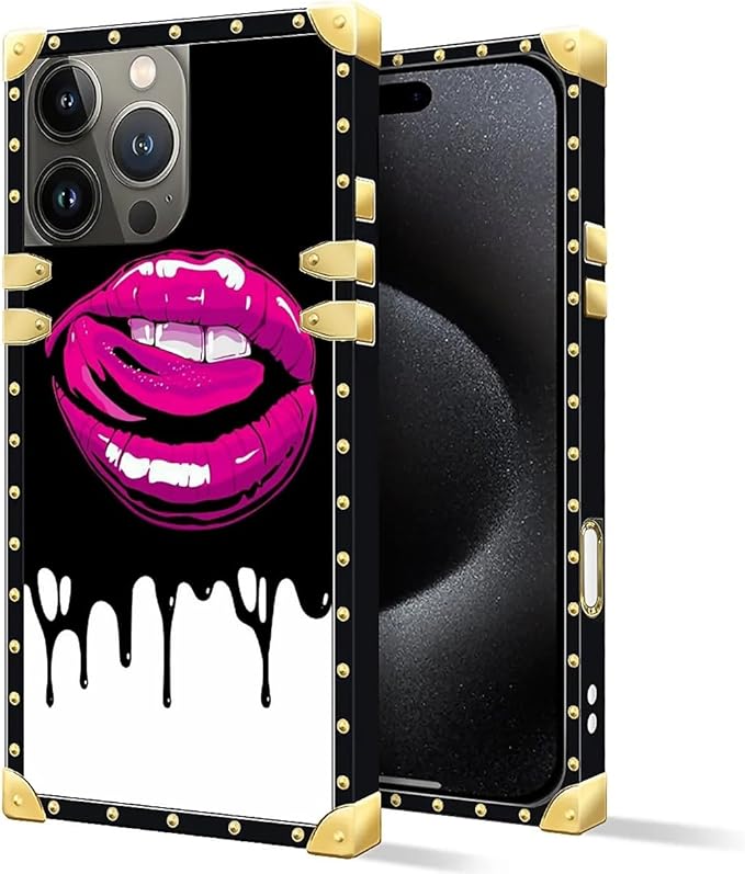 Compatible with iPhone 16 Pro Case, Black White Red Slap Sexy Luxury Golden Decoration for Girl Women Soft TPU Shockproof Protective Hard PC Back for iPhone 16 Pro