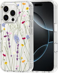 MOSNOVO Case for iPhone 16 Pro, [Buffertech 6.6ft Military-Grade Drop Protection] [Anti Peel Off Tech] Clear TPU Bumper Phone Case Cover Design - Floral Garden