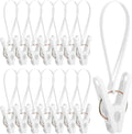 15 Pack Laundry Hooks with Rope, Multi-Purpose Clothes Pins & Hanging Clips for Closet Organizer, Windproof Drying Rack Accessories for Pants, Socks, Bras, Towels, Hats, Baby Clothes (White)