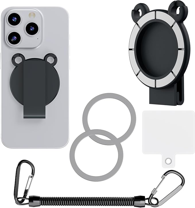 Magnetic Belt Clip for iPhone, Samsung, Google, Moto & More with Anti-Theft Chain for Hiking & Backpack Strap, Travel, Outdoor, Phone Holder Compatible with MagSafe XT