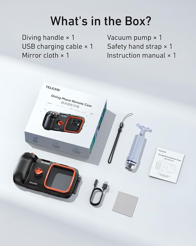 TELESIN Universal Underwater Phone Case for Snorkeling and Diving Waterproof Housing for Photo & Video Handle Grip for iPhone 7-17 Pro/Pro Max/Plus/Mini, Galaxy S10-S26 Ultra/Plus and Most Phones