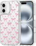 MOSNOVO Case for iPhone 16, [Buffertech 6.6ft Military-Grade Drop Protection] [Anti Peel Off Tech] Clear TPU Bumper Phone Case Cover Design - Bowtiful Love