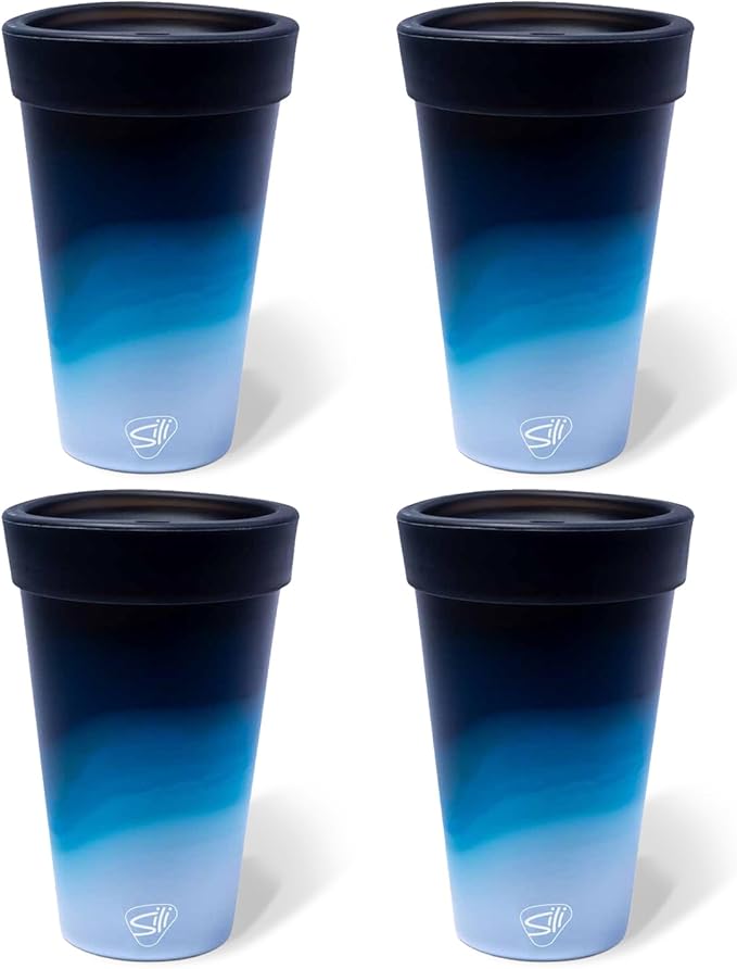 Silipint 16oz Moon Beam Silicone Tumbler – Unbreakable, Reusable, BPA-Free Cup for Hot & Cold Drinks, Dishwasher & Microwave Safe Drinkware for Home, Travel, Pack of 4