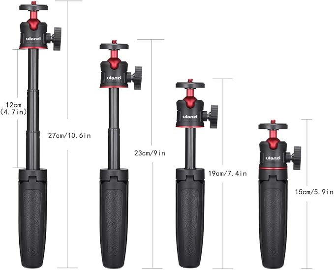 ULANZI MT-08 Extension Pole Tripod, Mini Selfie Stick Stand Handle Grip for Osmo Pocket 3 4 Xtra Muse iPhone Pro Max Smartphone Canon G7X Mark III Sony ZV-1 RX100 VII A6400 A6600 Cams Vlogging