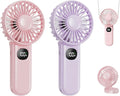 Portable Fan, 2-Pack Rechargeable Handheld Fans with 12H Battery, 5-Speed 180° Foldable USB Fan, Cooling Face Fan with Lanyard for Makeup & Travel, Camping, Hiking -Pink & Purple