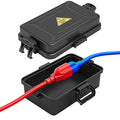 Mini Outdoor Electrical Box, IP54 Waterproof Extension Cord Cover (Inside 6.2 x 3.9 x 1.65 inches) Weatherproof Connection Box for Plug,Connector, Power Cord, Festive Light(2 PCS Black)