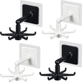 4 Pieces 360 Rotating Folding Hook Multi-purpose Hanging Utensil Holder Hook 180 Degrees Vertical Flip Self-Adhesive Hook Utensil Rack with 6 Hooks for Kitchen Bathroom Cabinet Towel (Black, White)