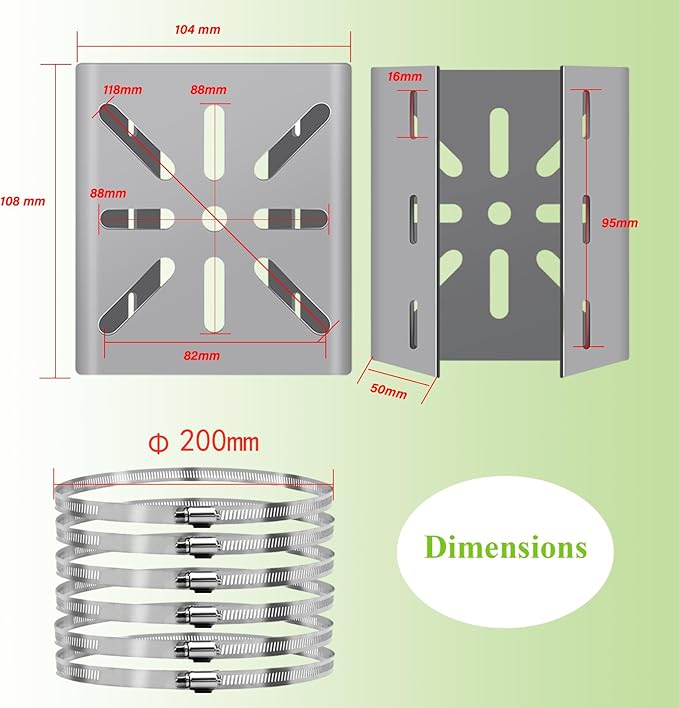 2pcs Universal Wall Mounting Bracket with 6 Loops, Stainless Steel Vertical Pole Mount Adapter for CCTV Security Camera PTZ Dome Indoor Outdoor AP Access Point Client CPE
