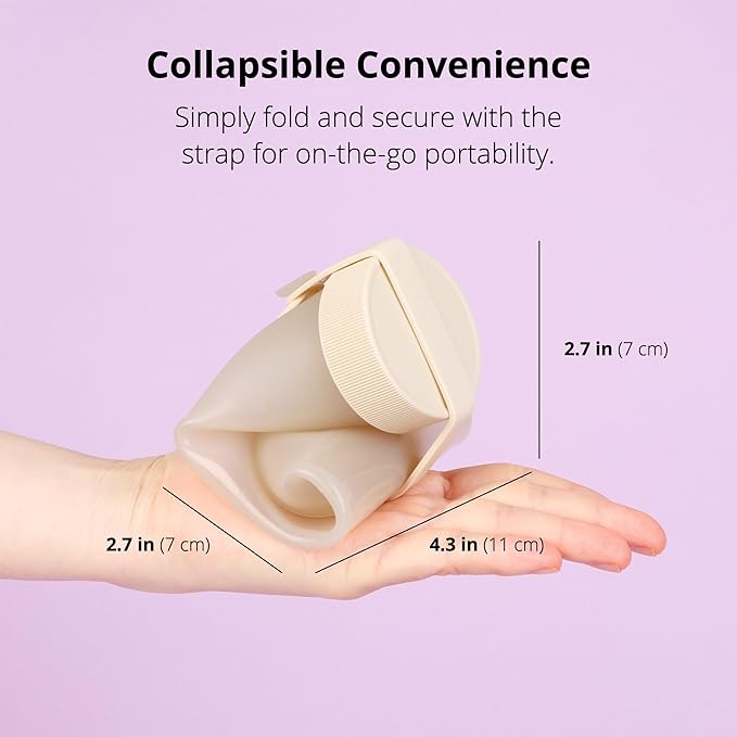 BLUE GINKGO Collapsible Water Bottle [2-Pack] – Lightweight, Foldable Silicone Bottles for Travel, Hiking, and Camping (16.9oz, Made in Korea, Sand Beige)