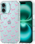 MOSNOVO Case for iPhone 16 Plus, [Buffertech 6.6ft Military-Grade Drop Protection] [Anti Peel Off Tech] Clear TPU Bumper Phone Case Cover Design - Bowtiful Love