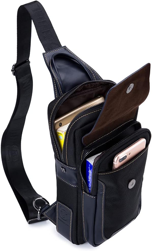 Sling Bag Crossbody Backpack for Men Women Outdoor Travel Tactical Fishing Hunting Hiking Handbag Shoulder Chest Pack Camping Casual Daypack Black Navy