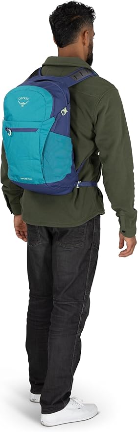 Osprey Daylite Plus Commuter Backpack - Lightweight, Everyday Pack with Laptop Sleeve and Water Bottle Pockets - Ideal for Work, School, and Travel with Versatile Storage, Blue Spikemoss/Alkaline