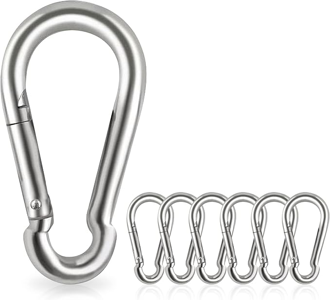 Locking Carabiner Clips, Stainless Steel Spring Snap Hook Locking Carabiner Heavy Duty - 304 Premium Stainless Steel Thumb Screw Carabiner Clip