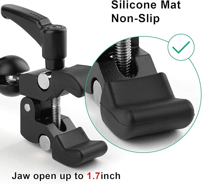 iTODOS Cell Phone Holder Mount Clip for Golf Cart,Wheelchair Walker,Stroller,Spin Bike, Table, Clamp Fits iPhone,Galaxy, Nexus,Most Phones and GPS up to 4" Wide,Aluminum Alloy Material