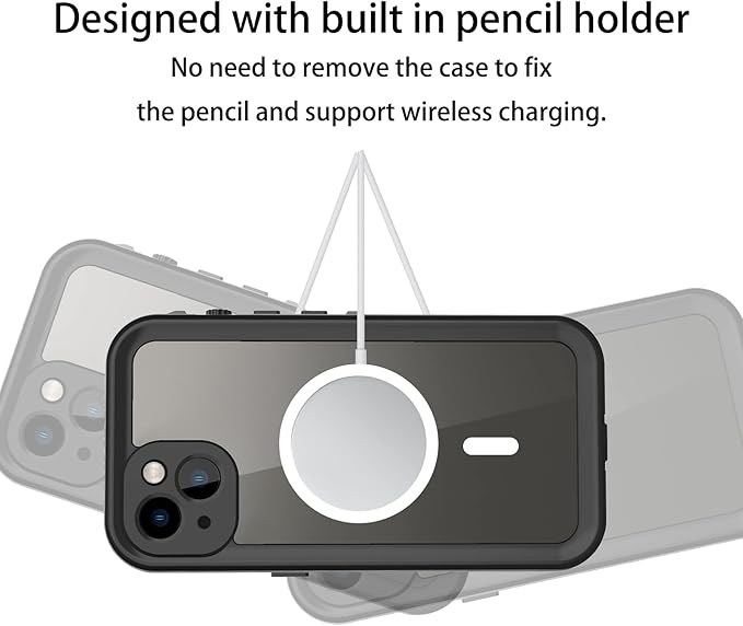 Waterproof Phone Case Compatible with iPhone 13, IP68 Waterproof Shockproof Dust-Proof Phone Case with Built in Screen Protector, Full Body Protective Case (Clear, iPhone 13)