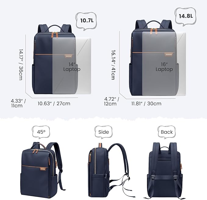 Laptop Backpack for Women, Work Business Traval Computer Backpacks with Laptop Compartment Waterproof Casual Daypack for Travel College,14Inch,Navy Blue