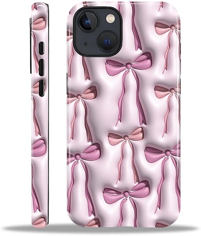 for iPhone 15 Plus Case,HL2 Abstract Ribbons Bows Hybrid 2 Layer Hard Shell Silicone Protective Pattern Design Case