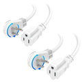 [ETL Listed] Cable Matters 2-Pack 16 AWG 360° Rotating Flat Plug Short Extension Cord - 1ft, 13A/1625W, Low Profile 3 Prong Power Extension Cords, NEMA 5-15P to NEMA 5-15R, White