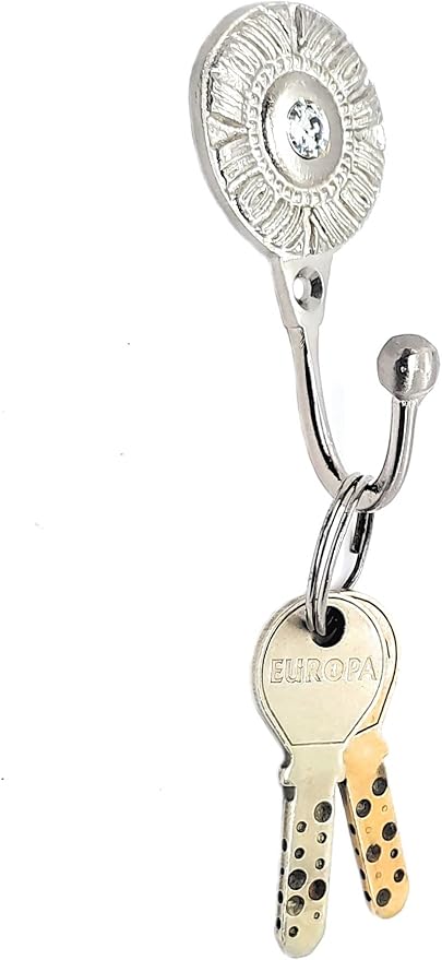 FAPBADRI Multipurpose Hooks, Used to Hang Clothes, Bags, Coats, Curtain Hold Backs, Keys, Colour - Silver, Material - Brass, Round Design, Screws and Wallplugs Included, Pack of 2 Pieces