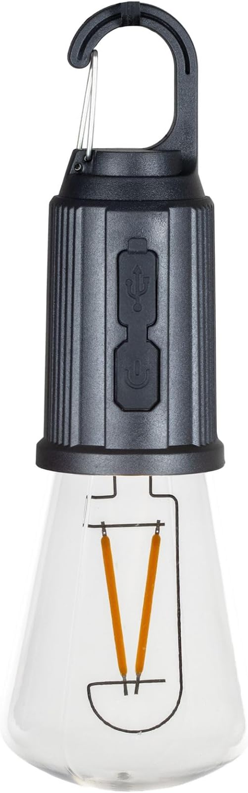 4-Pack Rechargeable Camp Light, Warm White LED Conical Bulb, Battery Powered with USB-C, Shatterproof Globe on Carabiner, 3 Brightness Levels