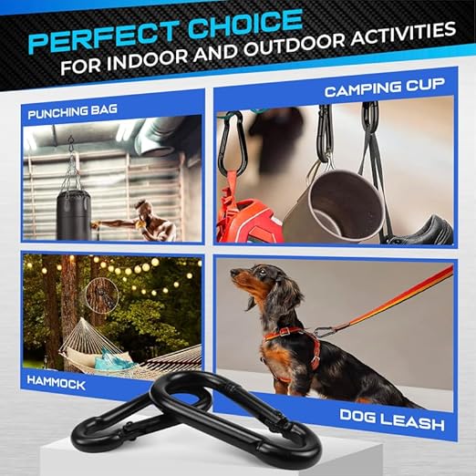 PAMAZY 2Pcs 4In Spring Snap Hooks 700LBS Capacity, Carabiner Clip, Heavy Duty Rope Connector, Quick Link Carabiners Spring Snap Hooks for Indoor & Outdoor Activity, Camping, Climbing, Fishing, Hiking