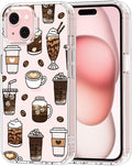 MOSNOVO Case for iPhone 15, [Buffertech 6.6ft Military-Grade Drop Protection] [Anti Peel Off Tech] Clear TPU Bumper Phone Case Cover Design - Coffee