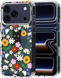 MOSNOVO for iPhone 17 Pro Case | Military Grade 6.6ft Drop Tested | Camera Control | Clear with Black Cat in Garden Design