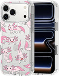 MOSNOVO for iPhone 17 Pro Max Case | Military Grade 6.6ft Drop Tested | Camera Control | Clear with Pink Axolotl Design