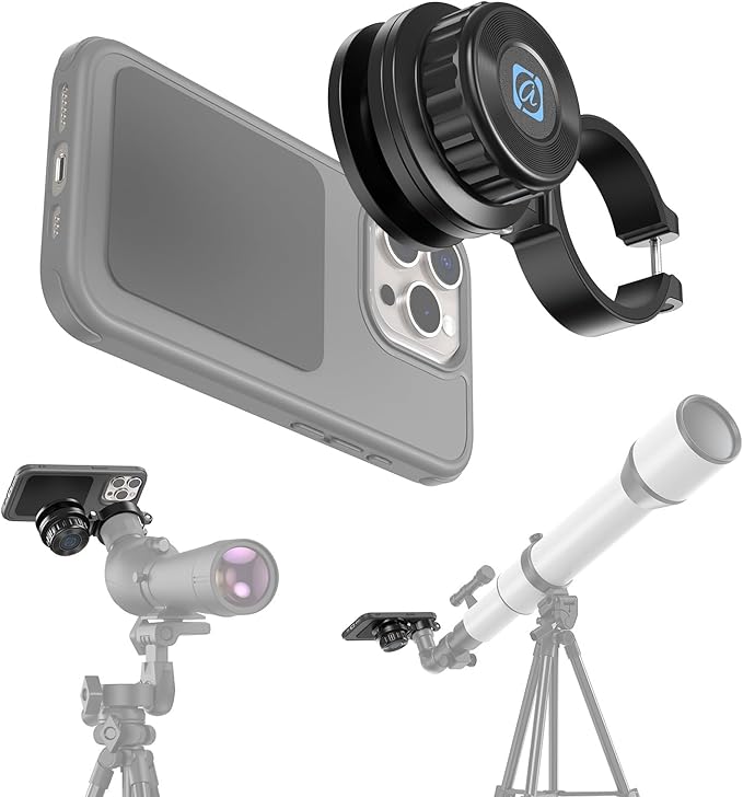 APEXEL Magnetic Telescope Phone Adapter for 36mm-46mm Eyepiece, Aluminum Foldable Photo Adapter Fits All Smartphone, Universal Phone Mount for Binocular, Monocular, Microscope, Spotting Scope