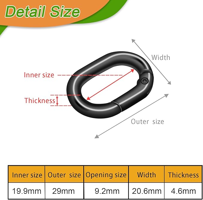 CooBigo 10Pack 3/4 Inch Small Oval Carabiner, Metal Spring Tiny Carabiner Clips for Paracord Keychain Lanyard, Car Key Rings, Dog Tag Clip, Pets Collar Buckles, Purse Keychain Replacement (GunBlack)