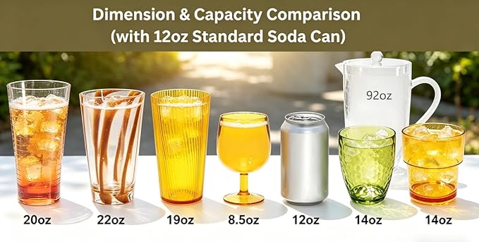 8-Piece Ombre Tumbler Set, 20oz Plastic Drinking Glasses, Assorted Colors, Shatterproof BPA-Free Drinkware, Large Stackable Cups for Patio, Pool, Gift, Everyday Use, Top-Rack Dishwasher Safe