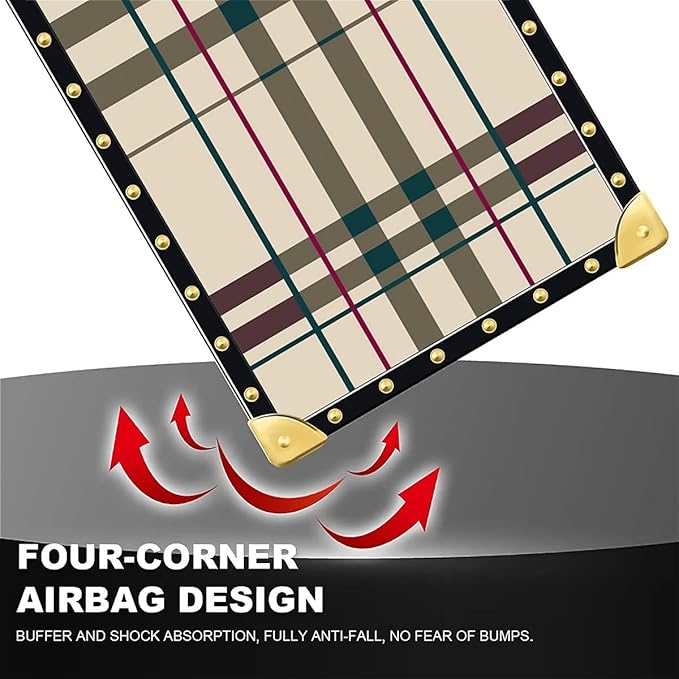 Compatible with iPhone 16 Pro Max Case, Black Red Beige Stripes Luxury Golden Decoration for Girl Women Soft TPU Shockproof Protective Hard PC Back
