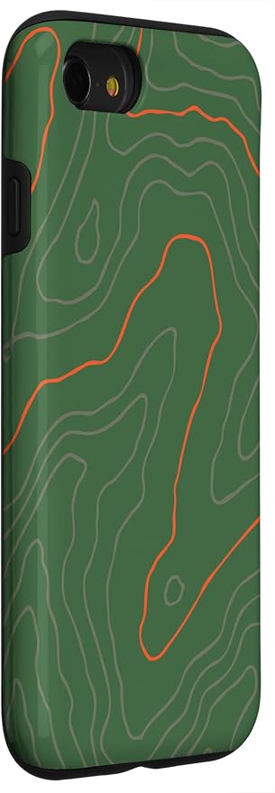 Backcountry Topo Guide Orange Lines Topographical Map Case for iPhone SE (2020) / 7 / 8