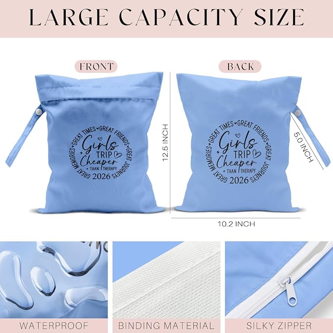 2Pcs Girls Trip Gifts Wet Dry Bag, Beach Wet Bag Favors, Aloha Bags Sunscreen Bags Swimsuit Toiletry Travel Essentials For Women, Beach Travel Gym Laundry bags for Dirty Diaper Swimsuit Gifts