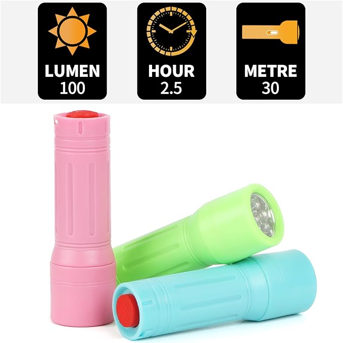 9-LED Mini Flashlight, Small Multicolor Flashlights with Lanyard, Batteries Included, for Hurricane Supplies, Christmas Gift Stocking Stuffers