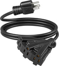 DEWENWILS 6FT Extension Cord, Tri-Tap Extension Cord Splitter, 3 Outlet 16/3 SJTW Power Cable for Landscape Lighting String Lights, 13A/125V/1625W, ETL Listed, Black, 1 Pack