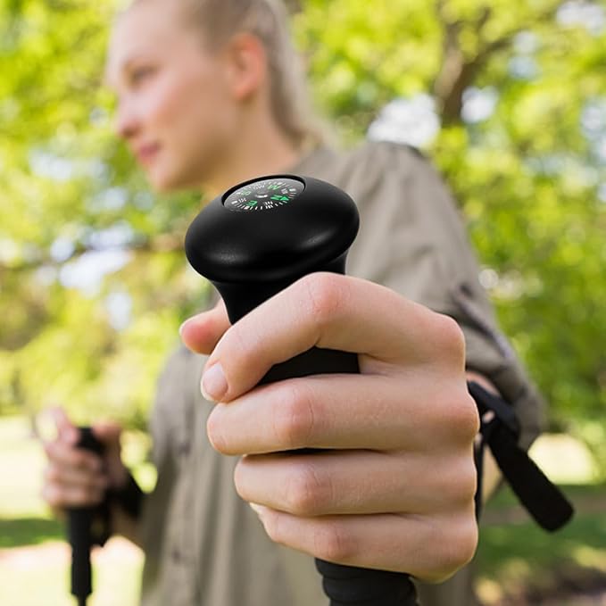 POPETPOP Tripod Monopod Ball Head Handle Grip Knob, Universal Trekking Pole Stick Unipod Handle Compass for Outdoor Activities, Hiking, Camping