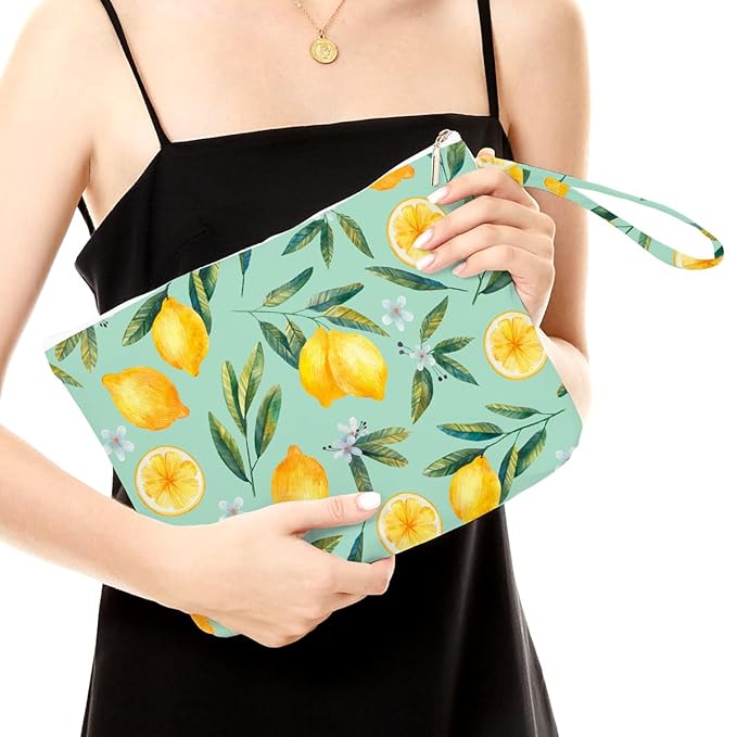 Fokongna Wet Bag for Swimsuit Travel Makeup Bag, Waterproof Large Capacity for Women Girls Mom Sister Friends, lemon Gifts Decor