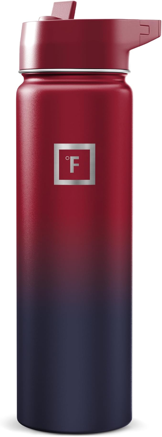 IRON °FLASK Camping & Hiking Hydration Flask with Straw, Wide Mouth Insulated Stainless Steel Sports Water Bottle - Dark Rainbow 24 oz - Straw (1 Lid)