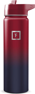 IRON °FLASK Camping & Hiking Hydration Flask with Straw, Wide Mouth Insulated Stainless Steel Sports Water Bottle - Dark Rainbow 24 oz - Straw (1 Lid)