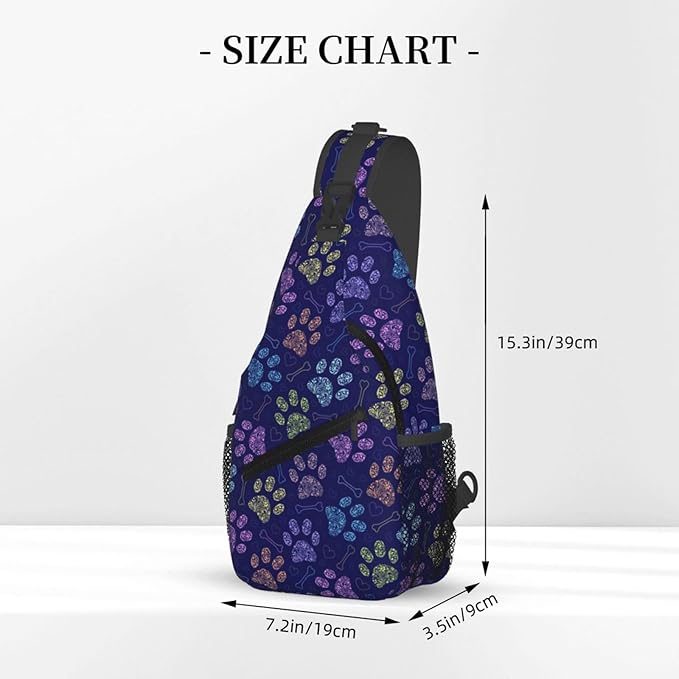 Dog Paw Sling Bag For Women Men Cute Footprint Backpack Crossbody Shoulder Bag Sling Backpack Chest Bag Travel Hiking Casual Sport Daypack