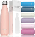 WATERSY Stainless Steel water bottles,17oz/500ml Insulated Water Bottles,Pink metal water bottle Keeps Drink Cold and Hot,BPA Free kids water bottles for School,Gym,Travel,Sports