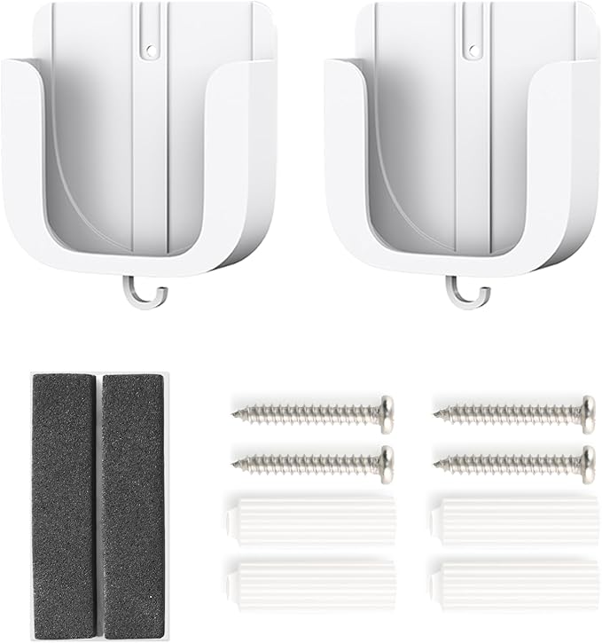 No Drill Wall Mount for Ring Outdoor Cam Plus, Easy Installation with Strong Adhesive Tape or Screws, Indoor Camera Mount for Ring Camera, 2Pack, White