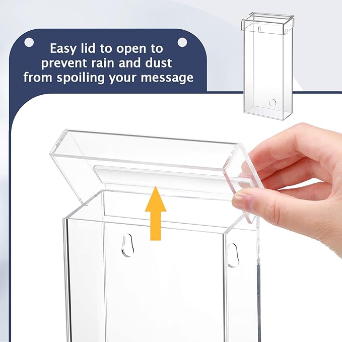 Remerry 1 Pcs Outdoor Brochure Holder 4 x 9 Inch Waterproof Wall Mount Literature Box with Lid Clear Acrylic for Pamphlet Map Menu Display