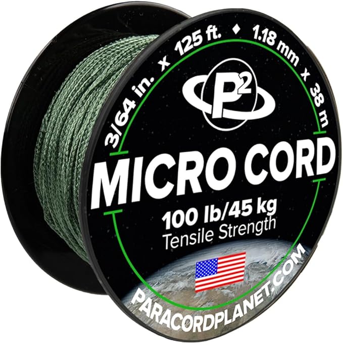 Paracord Planet Micro Paracord – Thin Braided Cord for Crafting, Fishing, and DIY Projects in 125 ft Spools – Sage Green